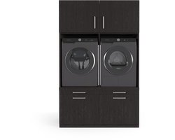Wasophoogte® Wasmachine Kast Brugge - Wasmachine verhoger - Wasmachine ombouw - 700(D)*1330(B)*2110(H) mm - Zwart