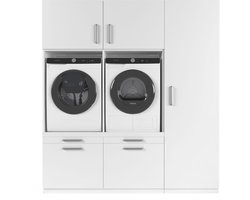 Wasophoogte® Wasmachine Kast Kyoto - Wasmachine verhoger - Wasmachine ombouw - 700(D)*1330(B)*2110(H) mm - Wit