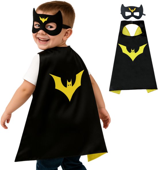 Joya Kids® Vleermuis Superheld Cape kinderen | Superhelden Verkleed Kostuum | Verkleedpak Kind | Verkleedkleren | Superheld Bat | Verkleedkleding | Masker en Cape | Bat