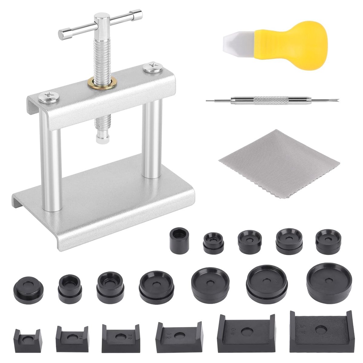 TRANKIELO® - Professionele Horlogepersset met 18 Matrijzen - Horloge Reparatie Gereedschap - Behuizing Sluiter voor Horloge en Batterijvervanging