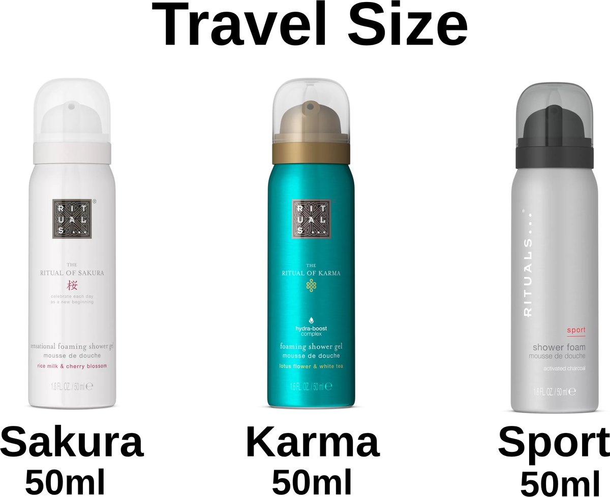 Rituals - Combi Set - Travel Shower Gels - Sakura 50 ml + Karma 50 ml + Sport 50 ml + Gift bag - 3X 50 ml = 150 ml - Douchegels - Doucheschuim - Travel Size