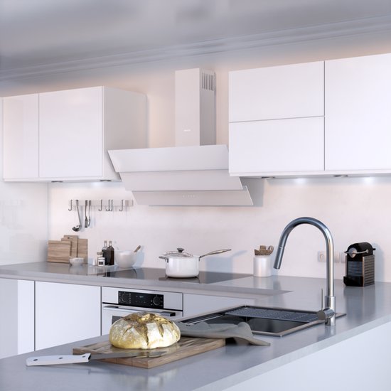 Wiggo WE-E623G(G) - Hotte de cuisine coudée - 60 cm - Double Glas Grijs