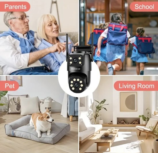 Hub Dual Bewakingscamera - Beveiligingscamera Buiten en Binnen - 4K 8mp Geheugen Kaart - 8mp Dubbel Scherm - Draadloos - AI Auto Tracking - Nachtzicht - Bluetooth van Merkloos — afbeelding 2