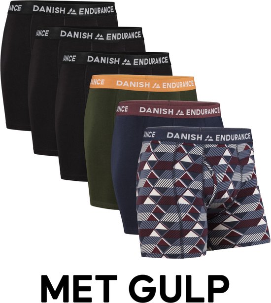 DANISH ENDURANCE Boxers en coton avec braguette - Sous-vêtements pour homme - Pack de 6 - Taille 3XL