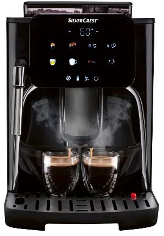 SILVERCREST® KITCHEN TOOLS Volautomatische koffiemachine - Pompdruk: 19 bar - Waterreservoir: 1,6 L - Soort koffie: bonen of gemalen bonen - Veelzijdige drankbereiding: espresso, café crème, cappuccino, latte macchiato, heet water