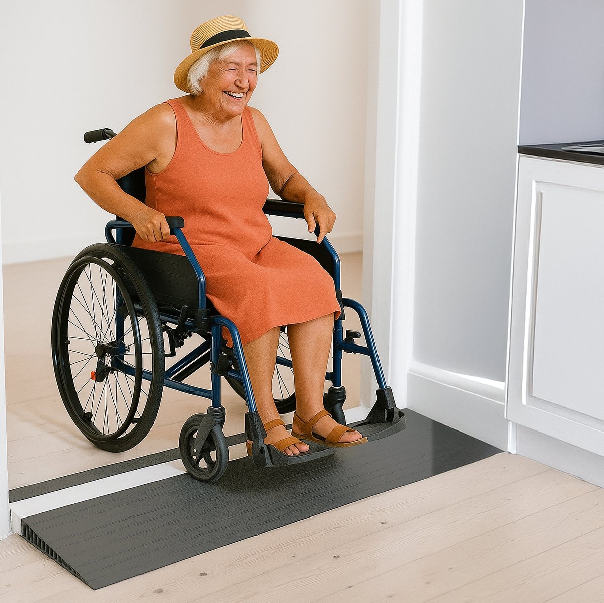 Goedkoopste Gummy Ramp Drempelhulp Rubber - 20 mm x 900 mm zonder plakstrip - Rubberen Oprijhelling voor Rolstoel, Scootmobiel En Rollator - Oprijplaat