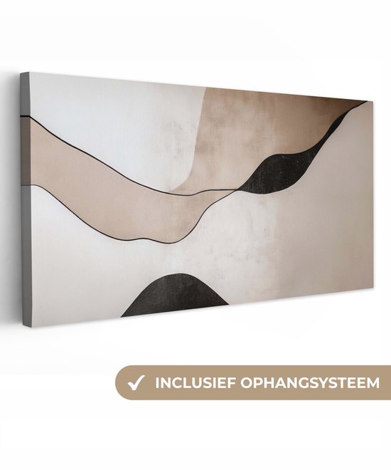 Tableau sur toile 80x40 cm - Décoration murale exclusive Lignes de contour - Paysage abstrait - Décoration murale salon - Décoration chambre - Accessoires chambre - Peintures sur toile