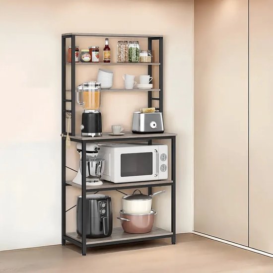 Industriële Keuken Organizer met 2 Metalen Manden & Haken – Vrijstaand