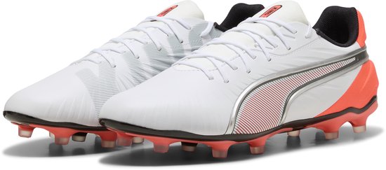 PUMA KING MATCH FG/AG Unisex Sportschoenen - PUMA White-PUMA Silver-Glowing Red