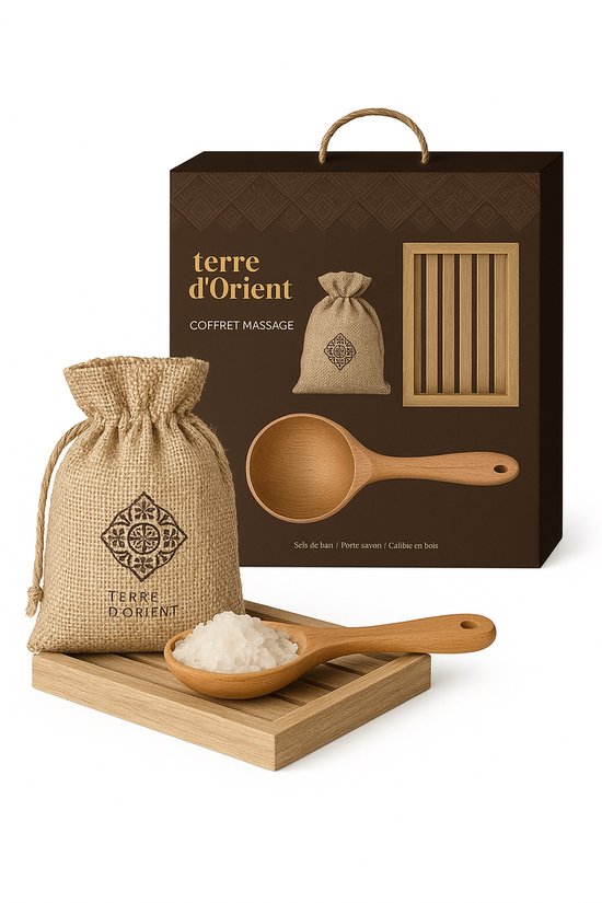 Luxe Badzout Cadeauset — Jute Zakje met Houten Lepel