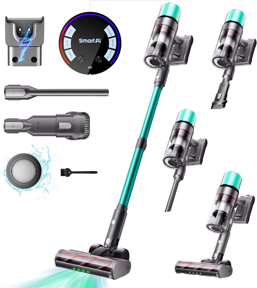 SmartAI V5 Draadloze Stofzuiger met 50.000PA Zuigkracht - SmartAI - €149,99