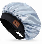 GUTFEELING - Verstelbare Bonnet Met Dubbelzijdige Voering - Satijnen Nachtmuts - Slaapmuts - Blauw
