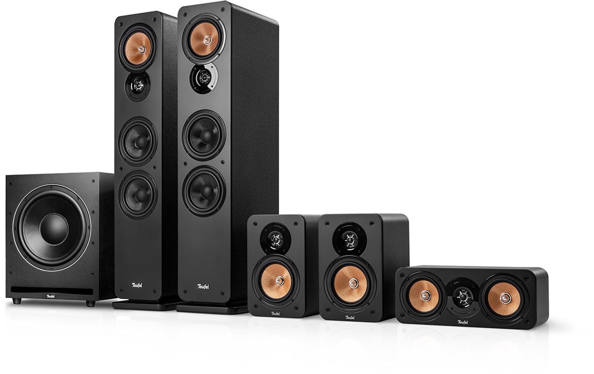 Teufel ULTIMA 40 Surround Power Edition 5.1-Set - Home cinema set met 2 vloerstaande speakers - 2 boekenplankspeakers - Centerspeaker en XXL subwoofer - zwart