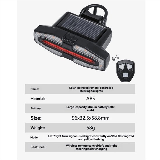Fietsachterlicht met FULL HD-camera - Fietsachterlicht multifunctioneel richtingaanwijzerfunctie | Cool Mania