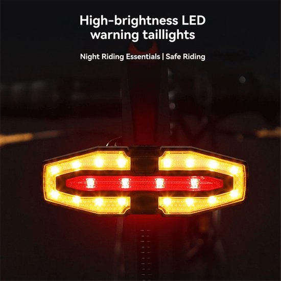 Solar Fietsachterlicht Met Richtingaanwijzers - Draadloze Afstandsbediening - USB/Zonne-Oplaadbaar - 5 Lichtmodi - IPX5 Waterdicht - Fietslicht - Fietsverlichting - Zwart — afbeelding 5
