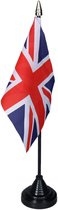 Vlag Engeland/UK tafelvlaggetjes - 1x stuks - 10 x 15 cm vlag - zwarte standaard - Supporters - Sport - Fans - England/UK