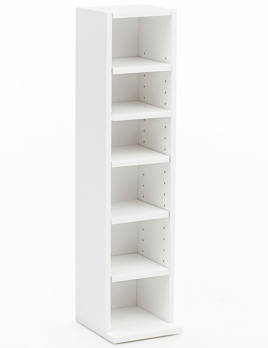 Ibenzoa® Wit Smal Boekenkastje met 6 Vakken voor Kinderkamer of Hal, Vrijstaand en Modern Ontwerp