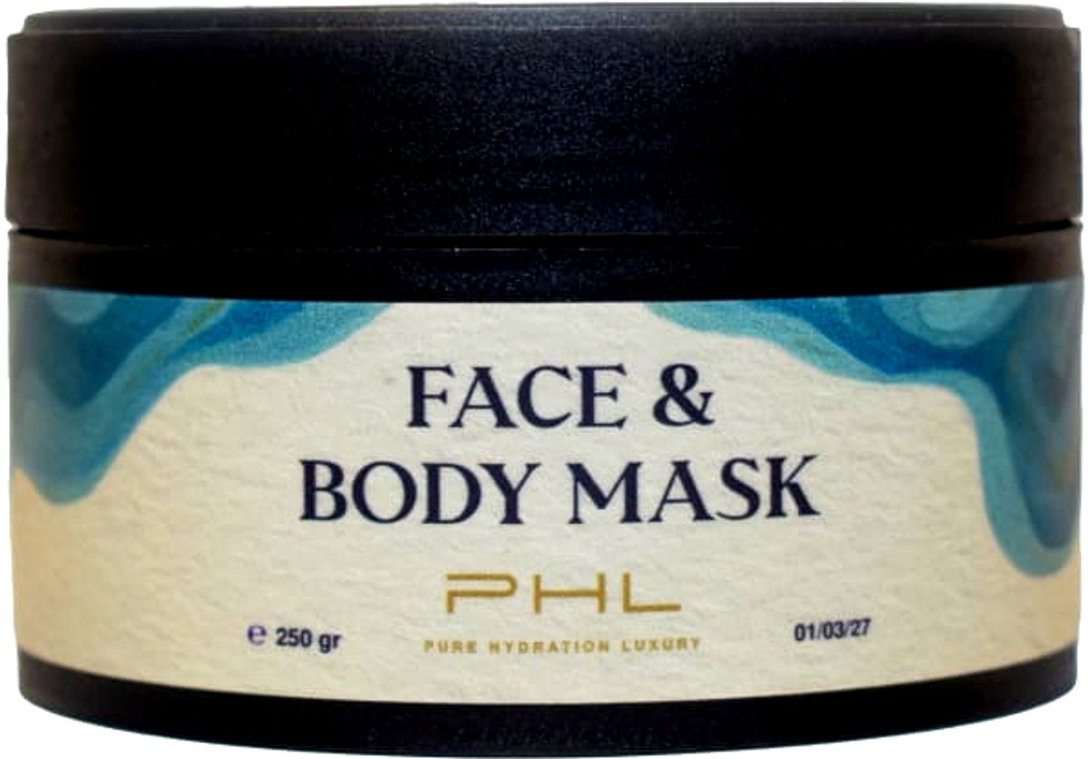 PHL Moroccan Detox Mask – Ghassoul Klei Gezichts- & Lichaamsmasker met Aakar Fassi & Nila – Zuiverend, Verhelderend & Verzorgend – White Musk Geur