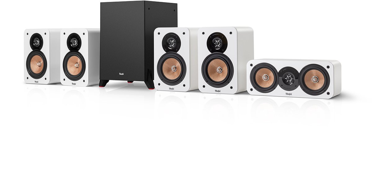 Teufel ULTIMA 20 Surround 5.1 home cinema set met subwoofer, Kevlar middentoner met faseplug, Grote 25 mm tweeter met waveguide-technologie- wit