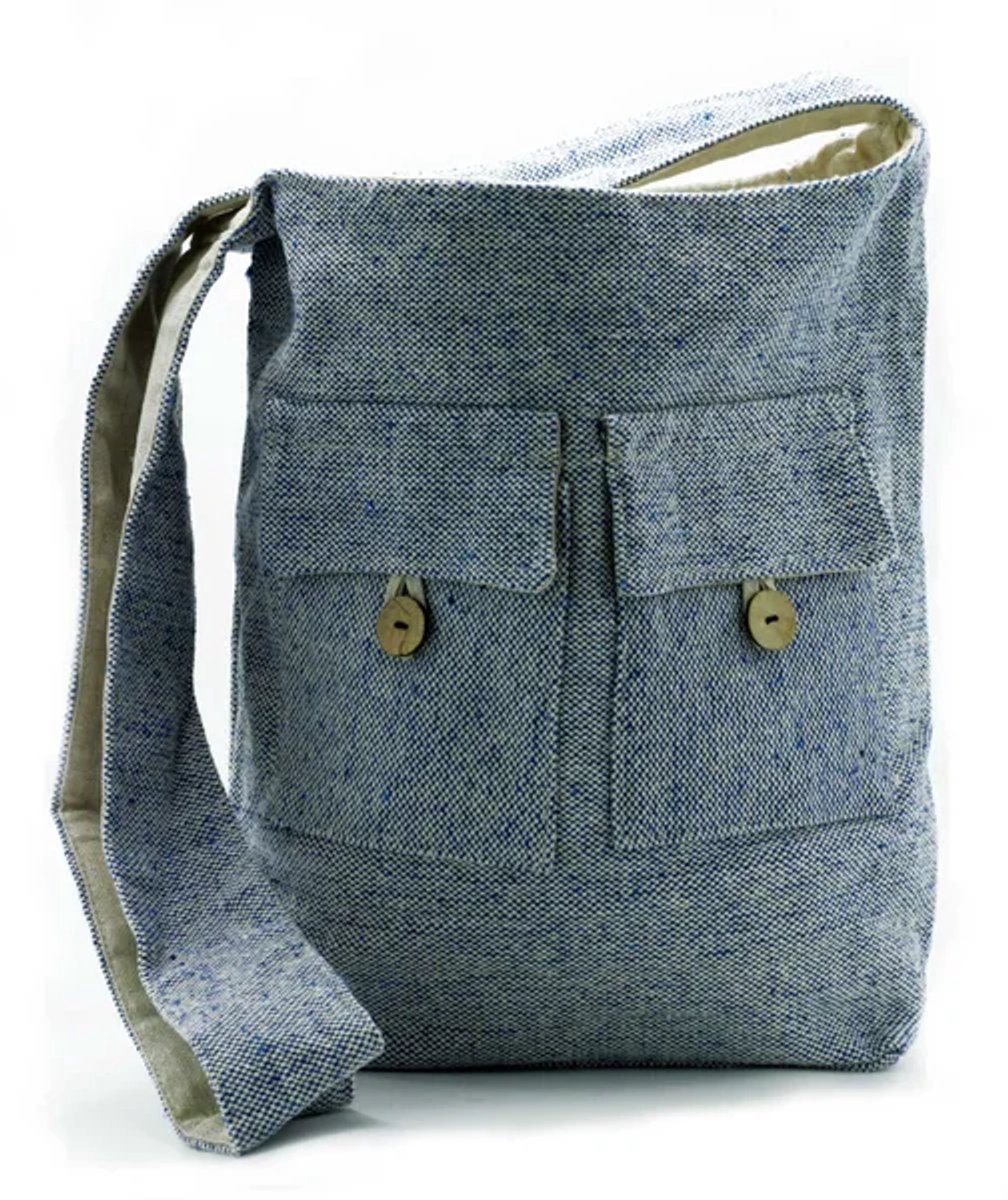 Tassen met Twee Zakken in Natuurlijke Tinten - Comp Denim - Groot