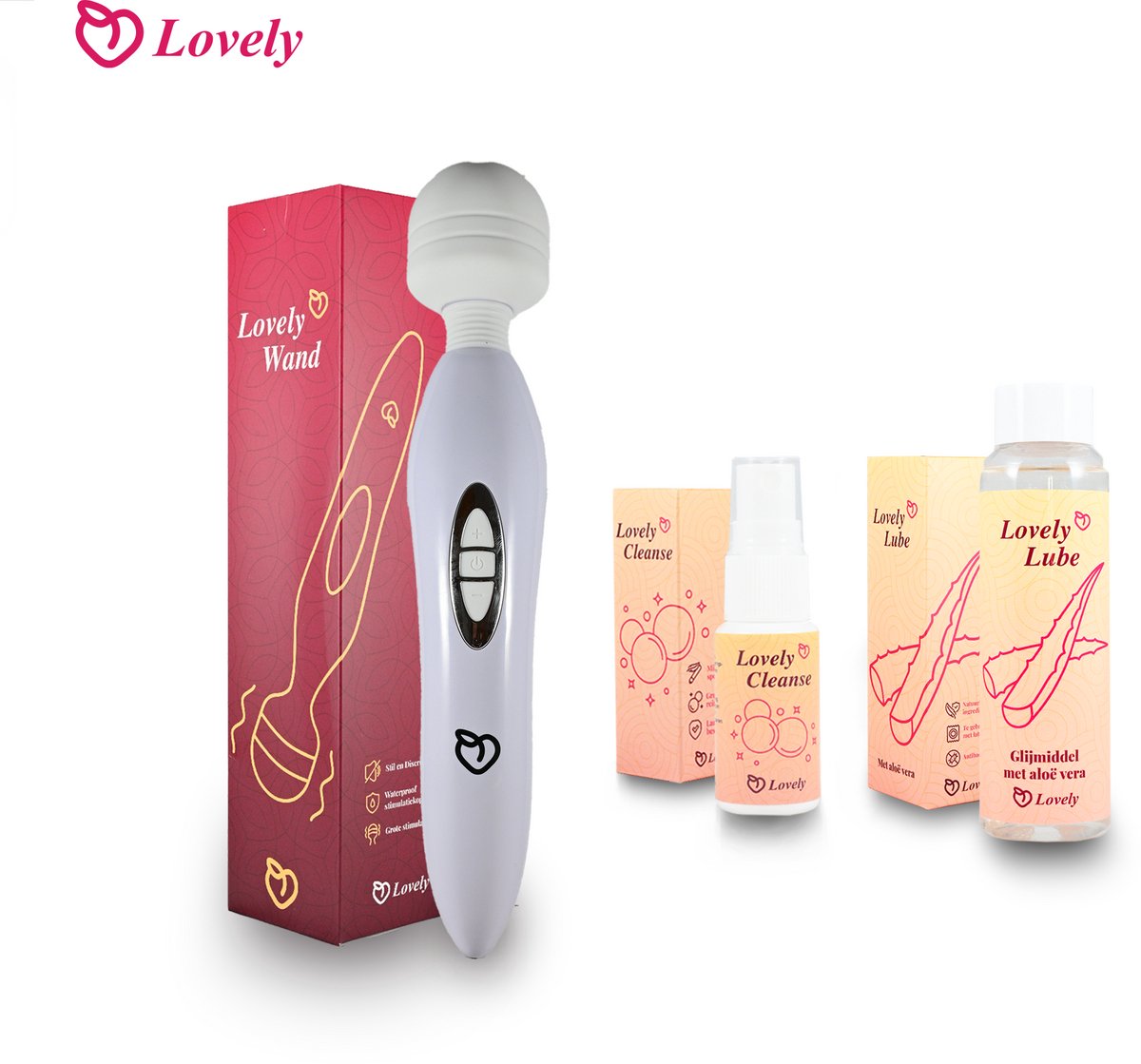 Lovely Wand-Lovely Lube-Lovely Cleanse- Clitoris Stimulator- Sextoy-massage-vrouw-man-glijmiddel-Aloe Vera-Antibacteriële Seksspeeltjes Reiniger-Toy Cleaner-huidvriendelijk