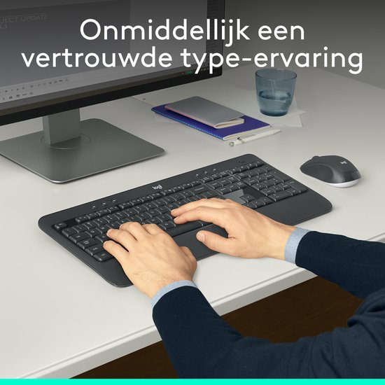 Logitech MK540 Advanced clavier Souris incluse RF sans fil QWERTY US International Noir, Blanc