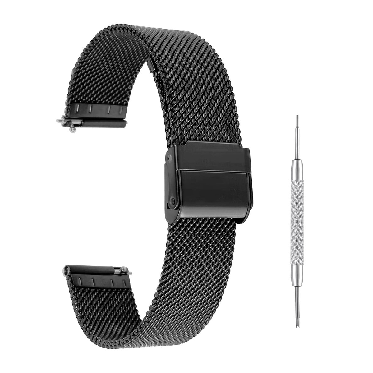 "TRANKIELO® - Verstelbare Roestvrijstalen Horlogeband - Quick Release - Milanese Mesh Stijl - 16mm, 18mm, 20mm Lug Breedte - Veelzijdige Kleuropties "