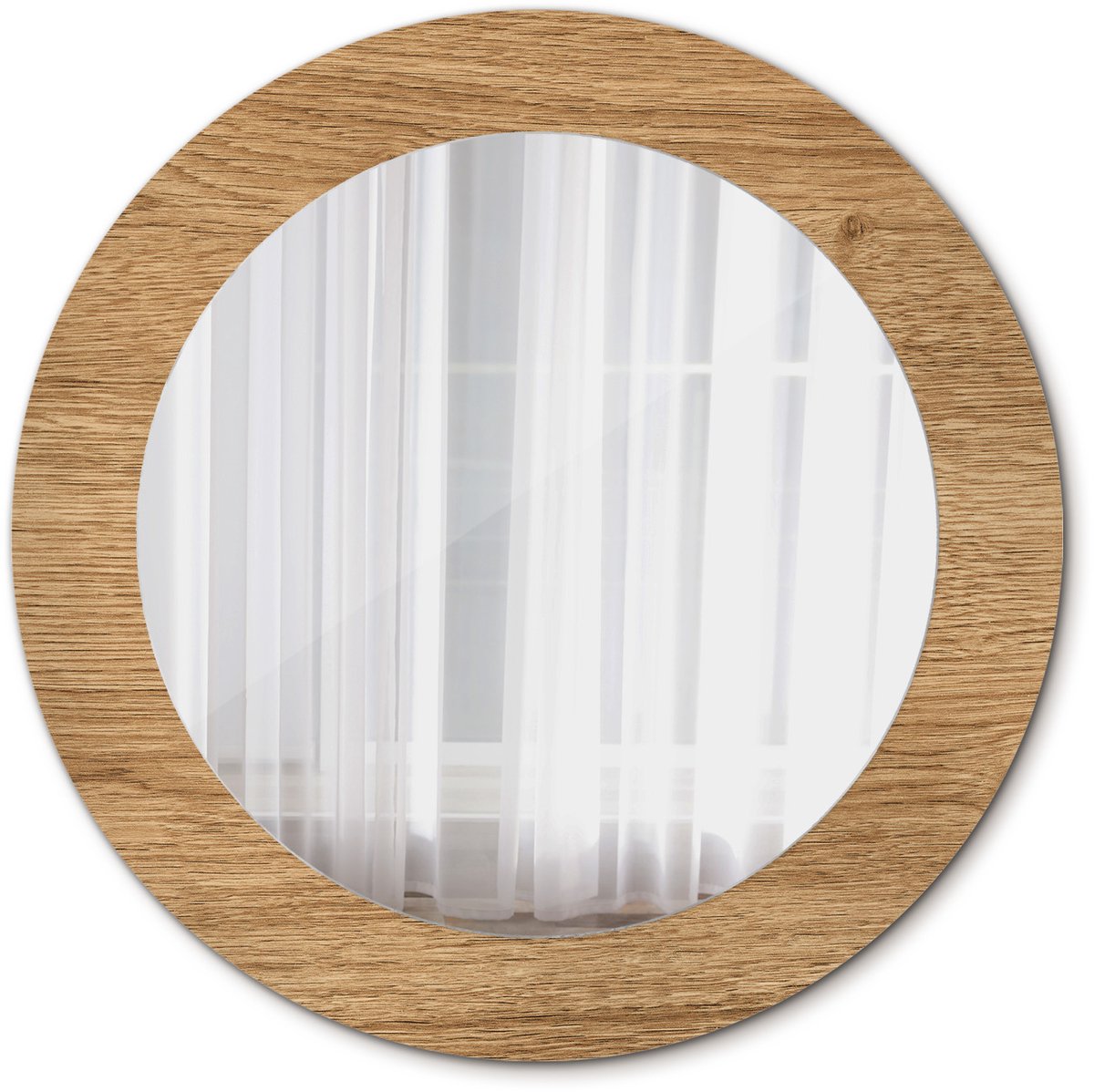 TULUP Spiegel - Ronde vorm Spiegel - op gehard Glas - Houttextuur - Diameter: 60 cm - Stijlvolle spiegel met grafisch motief - Inloopkastspiegel – Badkamerspiegel - Toiletspiegel - Bruine - Top Kwaliteit Spiegel - Make-up Spiegel - Wandmontage Bruin Houttextuur