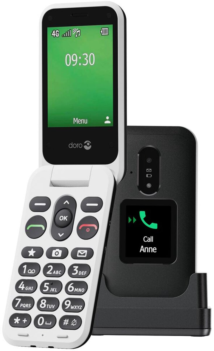 Doro Leva E30 7,11 cm (2.8") 142,7 g Zwart, Wit Basistelefoon