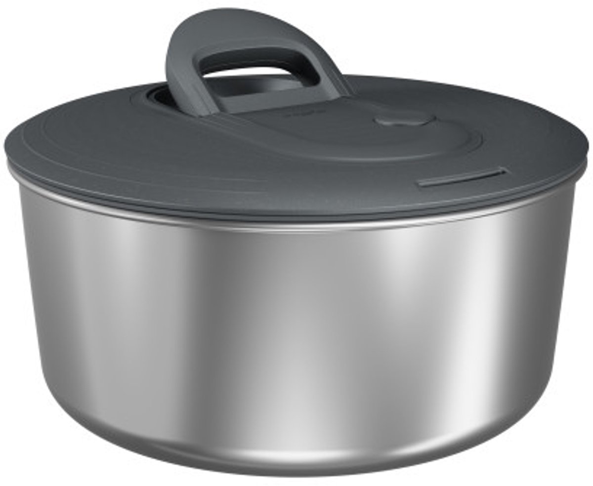 Zyliss Easy Spin S RVS – Slacentrifuge Ø23 cm – Uittrekbaar Koord en Rem – AquaVent Technologie – Slazwierder met Antislip Bodem – Elegante RVS Serveerkom – Duurzaam Ontwerp