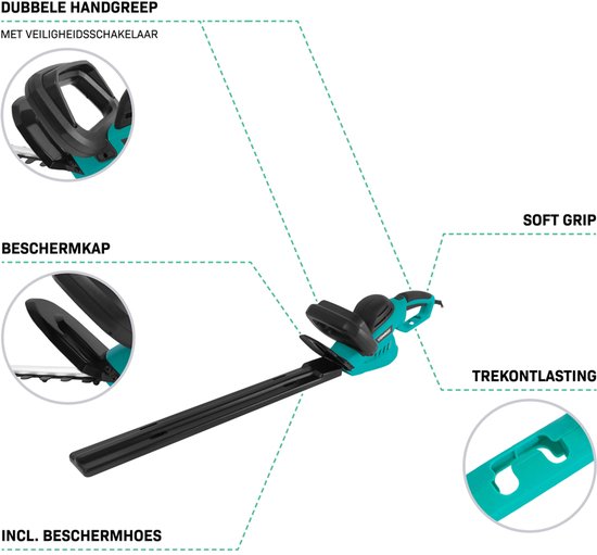 Taille-haie électrique VONROC 600W - Lame 660 Mm, Poignée Pivotante 180°, Coupe Précise, Frein De Sécurité, Boîtier Inclus