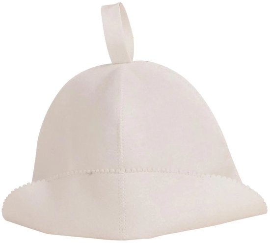 PolkaHome® Saunahoed, Sauna Muts – Sauna Hoed van Wolvilt | Premium Sauna Accessoires Vilten saunakap, vilten muts, vilten hoed, muts voor sauna (Wit)