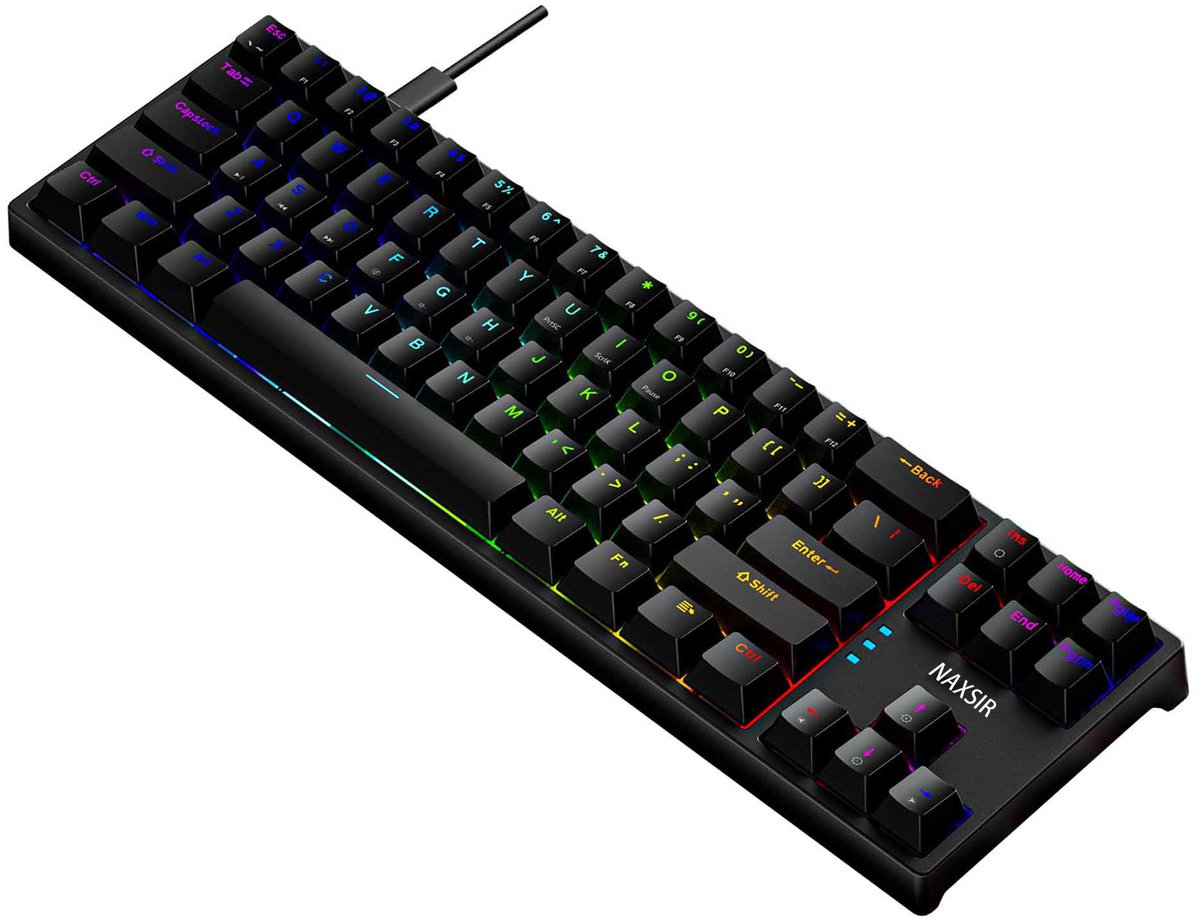 NAXSIR Kabelgebundene Gaming-Tastatur, 71 Tasten, ergonomisches Design
