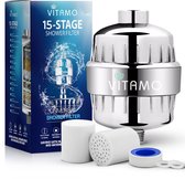 VITAMO™ Premium 15 Stage Universele Douchefilter - Verwijdert Chloor & Kalk - Met Vitamine C - Voor Gezonde Huid, Haar & Nagels - Inclusief Extra Filter