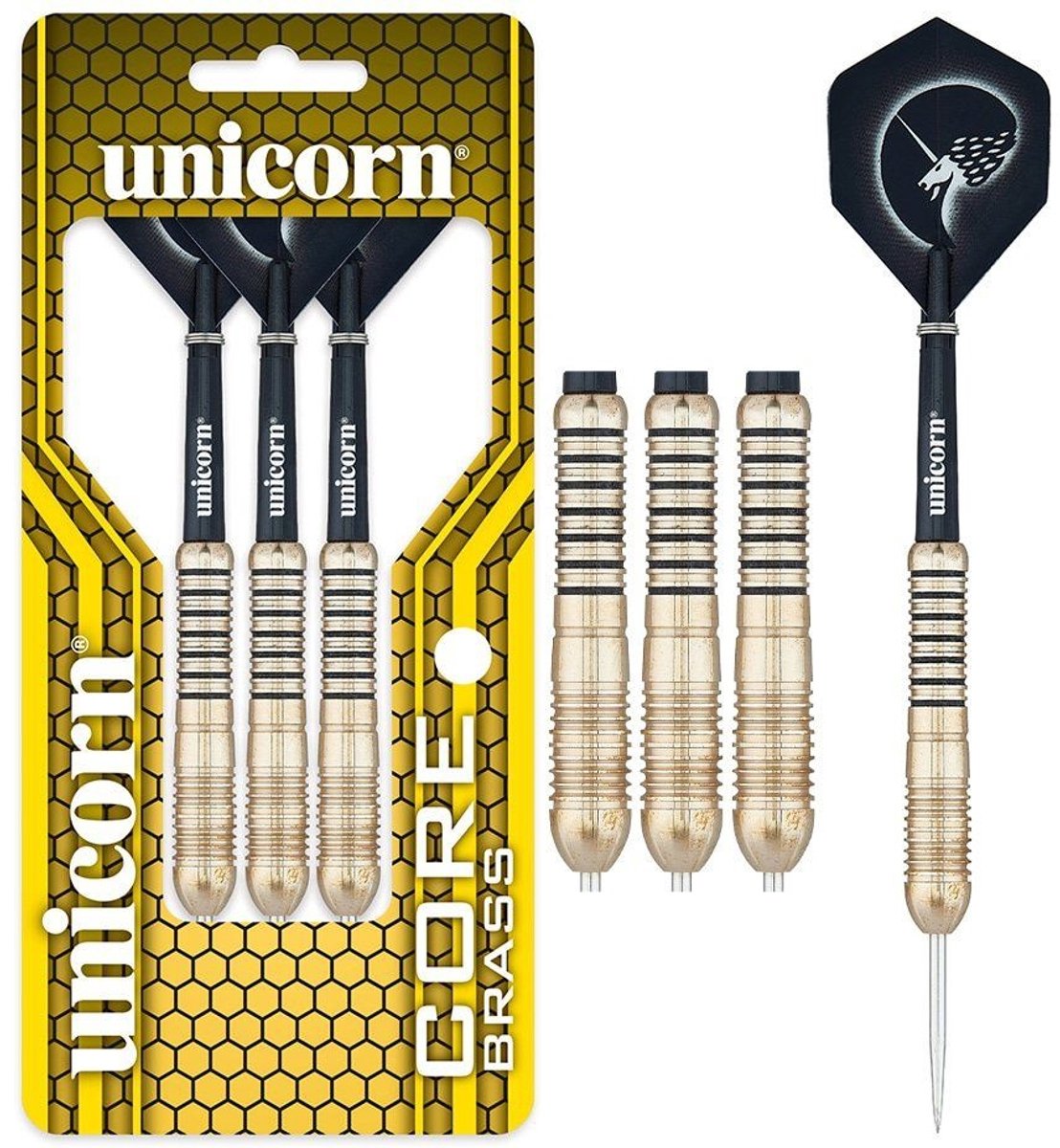 Unicorn Core Shape 2 Brass - Gold - Dartpijlen