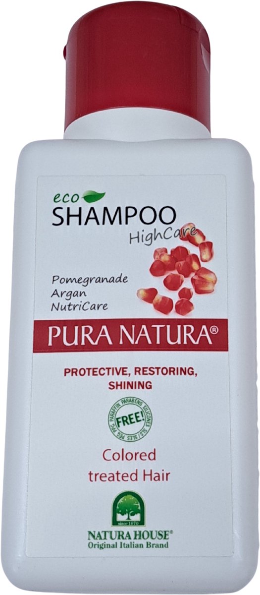 Pura Natura - Eco Shampoo - Granaatappel & Arganolie – Bescherming & Herstel voor Gekleurd Haar-250ml