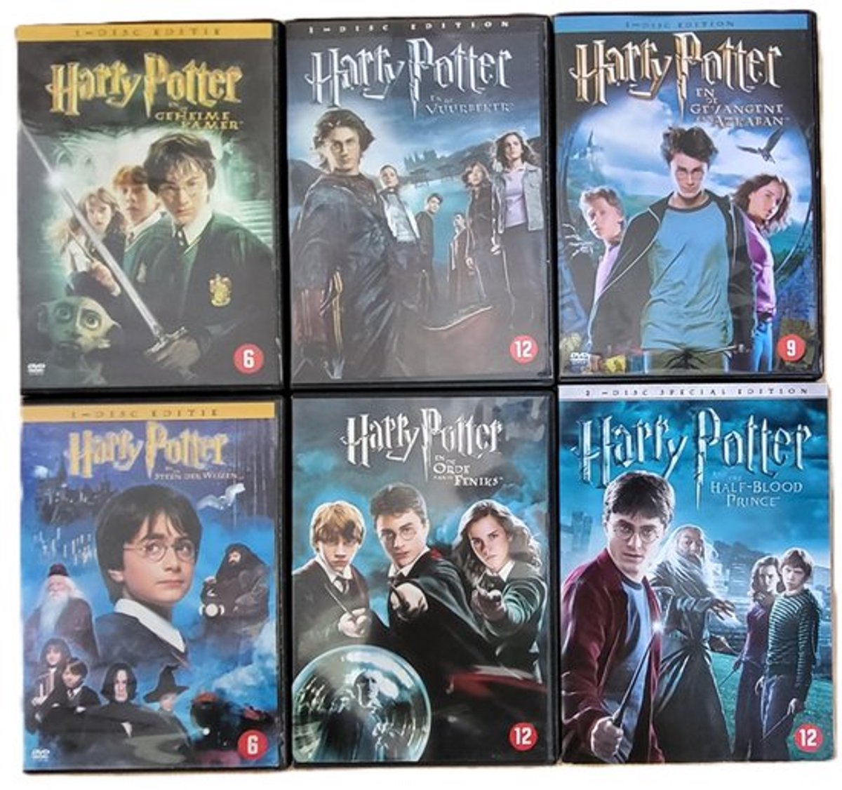 Harry Potter - deel 1 t/m 6 aparte dvd's ( 9 discs )