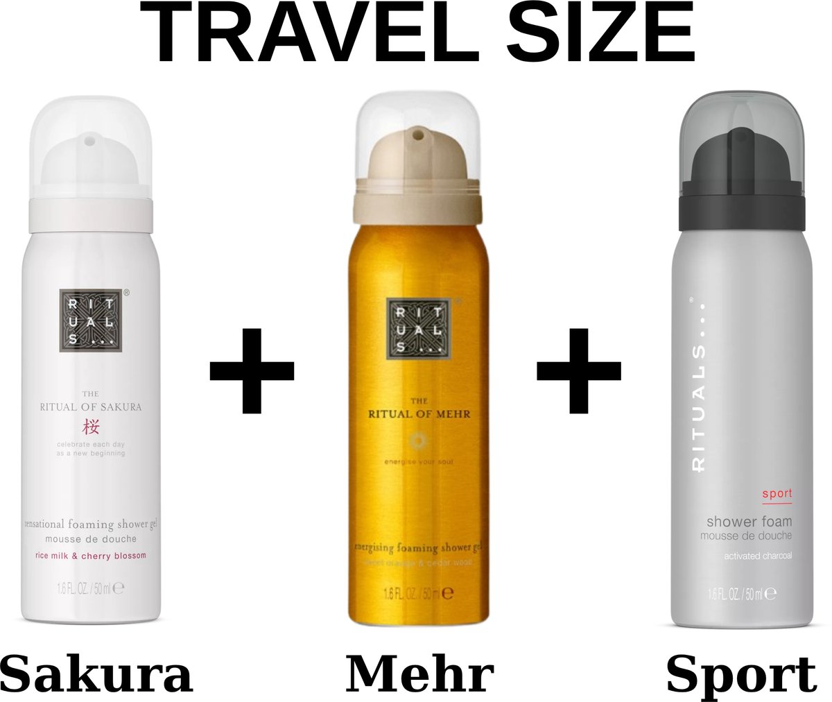 Rituals Combi Set - Travel Shower Gel - Sakura 50 ml - Mehr 50 ml - Sport 50 ml - Doucheschuim - Douchegel