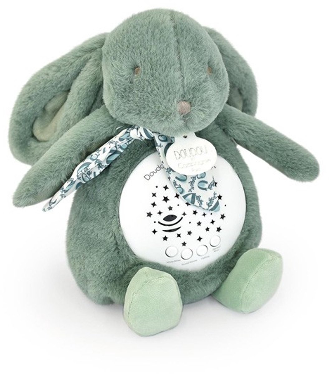 Lapin Doudou - Nachtlampje met Muziek en Projectie Saliegroen (19cm)
