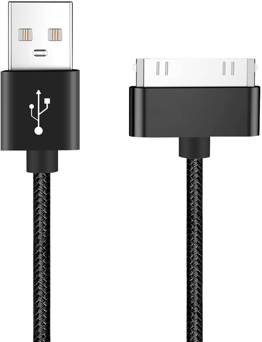 ```html JGS Premium - 30-polige kabel 200 cm lang voor iPhone 4s/4 3G/3GS iPad 1 2 3 en iPod - USB-laad- en synchronisatiekabel - zwart ```