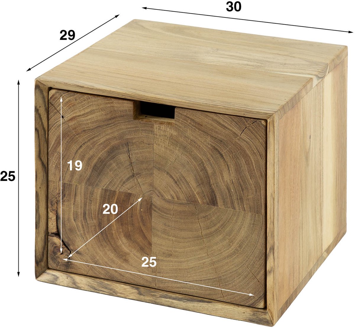 Luxe Nachtkastje Industrieel Acaciahout met Lade (30 x 29 x 25 cm) - Houten Nachtkastje - Nachtkast Industrieel / Modern / Landelijk - Industrieel Nachtkastjes - Nachtkast - Nachtkastje Hout - Bijzettafeltjes Woonkamer