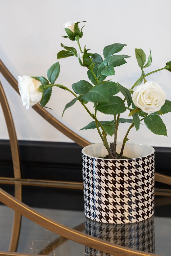 J-Line cache-pot Pie-Pou - céramique - blanc/noir - medium