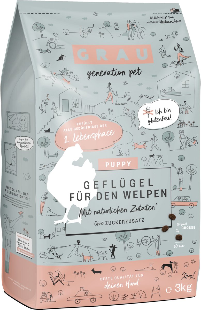 Grau hondenbrokken gevogelte puppy 3 kg