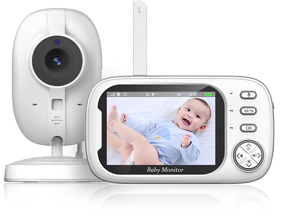 Ambargo Babyfoon met Camera – 3.5” Scherm, Nachtzicht, VOX, Terugspreekfunctie, Slaapliedjes & Temperatuurweergave – Kleurenscherm, Nachtzicht & Extra Camera Mogelijkheid – Beste Koop Babyfoon - 100% Veilige Verbinding