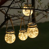 Lampes Solar décoratives de jardin – Éclairage extérieur étanches – Pot en Verres craquelé avec 20 LED en fil de cuivre – IP65 – Éclairage d'ambiance pour arbre, porche, Fête et mariage