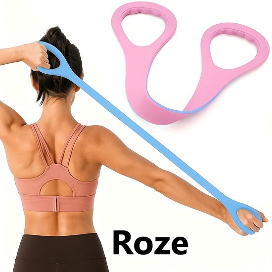 Foto: Siliconen sport stretch band i weerstandsband i fitness elastiek i rekbare sportband i voor yoga pilates krachttraining i roze