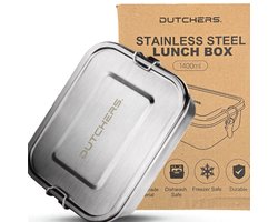 Dutchers® RVS Lunchbox met 3 Compartimenten – 1400 ml - BentoBox - Lunchtrommel - Volwassenen - Broodtrommel - Foodprep - BPA Vrij Luchtdicht, Duurzaam & Stijlvol