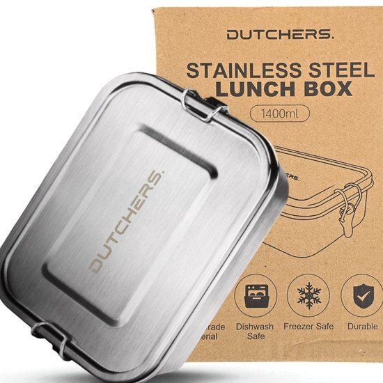 Dutchers Rvs Lunchbox Met 3 Compartimenten 1400 Ml Bentobox