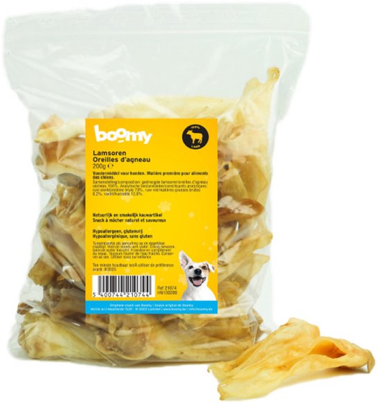 Boomy - Lamsoren – 100% natuurlijke hondensnacks – Hypoallergene hondensnoepjes voor gevoelige honden - 200g