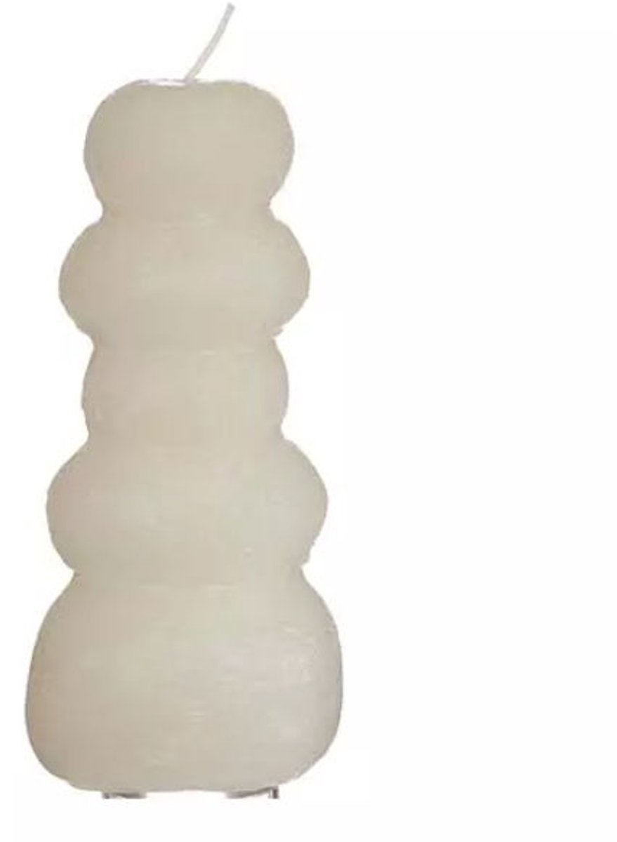 Pebble candle d7xh15 cm, wit Hortus